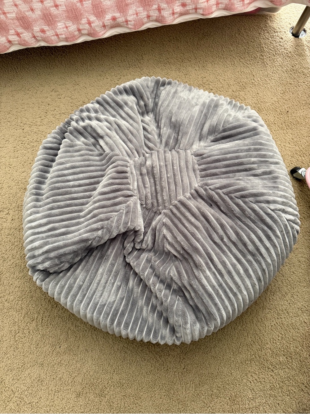 Gray Plush Corduroy Bean Bag